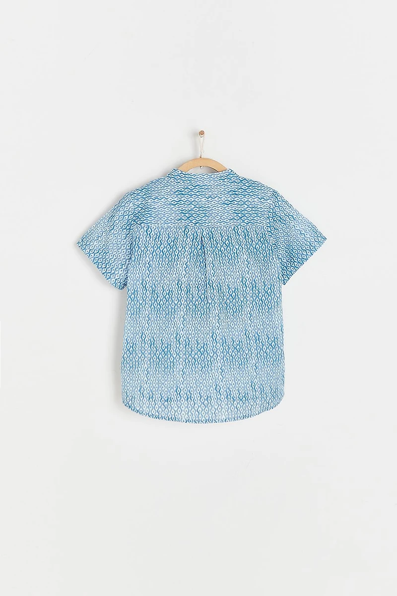 Afrika Mandarin Collar Short Sleeve Shirt