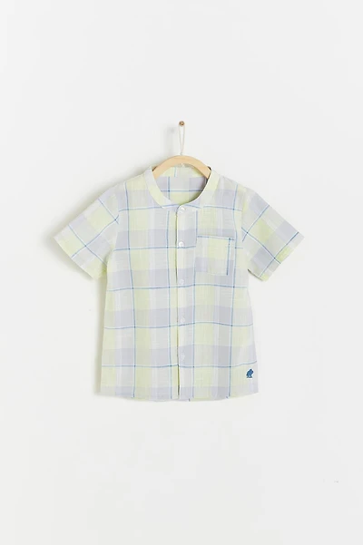 Lion Mandarin Collar Short Sleeve Shirt