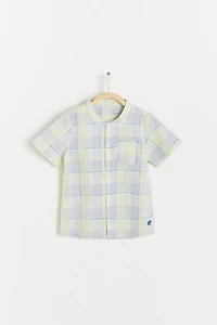 Lion Mandarin Collar Short Sleeve Shirt