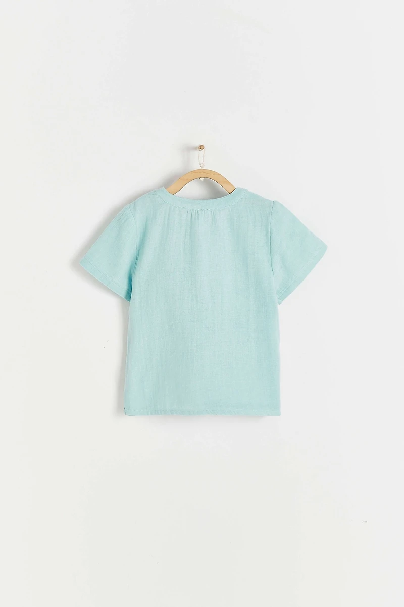 Monet Mandarin Collar Short Sleeve Shirt