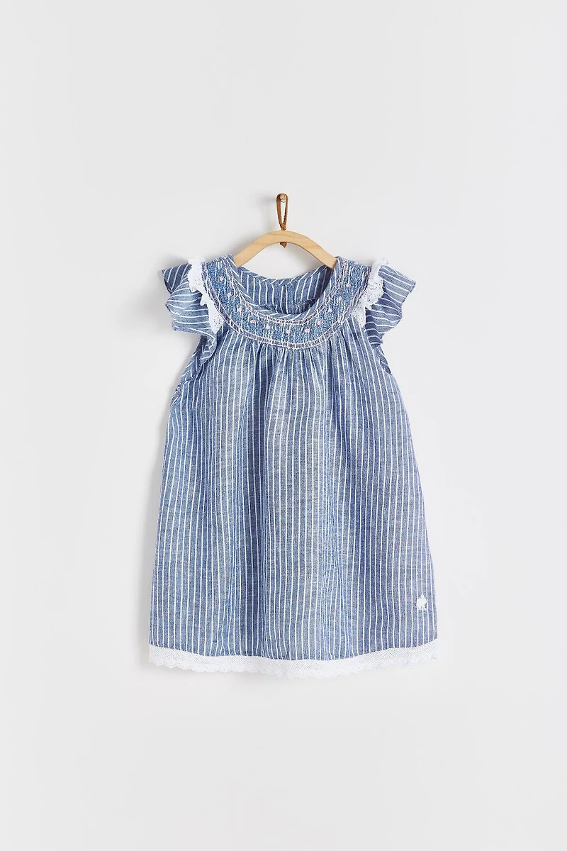 Rene Linen Smocking Dress