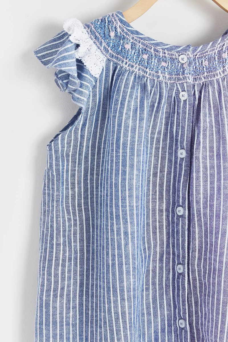 Rene Linen Smocking Dress