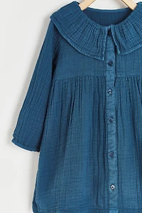 Purple Long Sleeve Collar Dress
