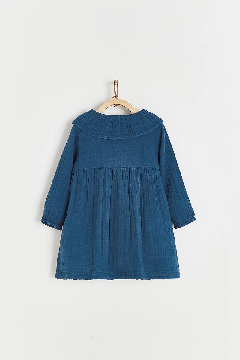 Purple Long Sleeve Collar Dress