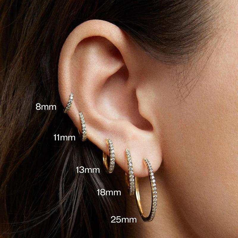 CZ Hoops 8mm Hypoallergenic Earrings | Rowan