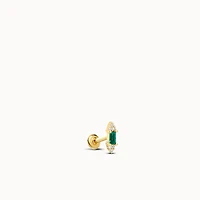 14k Emerald and Lab Grown Diamond Flat Back Stud Hypoallergenic Earrings | Rowan