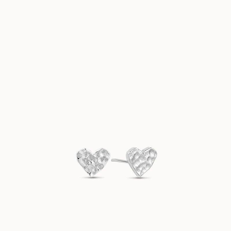 14k Hammered Heart Flat Back Stud Hypoallergenic Earrings | Rowan