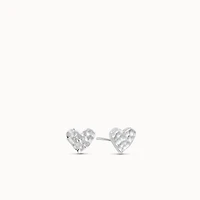 14k Hammered Heart Flat Back Stud Hypoallergenic Earrings | Rowan