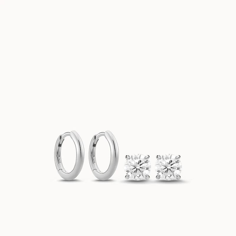 Classic 4mm CZ Studs & Huggies Set Hypoallergenic Earrings | Rowan