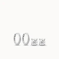 Classic 4mm CZ Studs & Huggies Set Hypoallergenic Earrings | Rowan