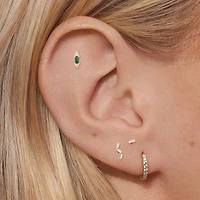 14k Emerald and Lab Grown Diamond Flat Back Stud Hypoallergenic Earrings | Rowan
