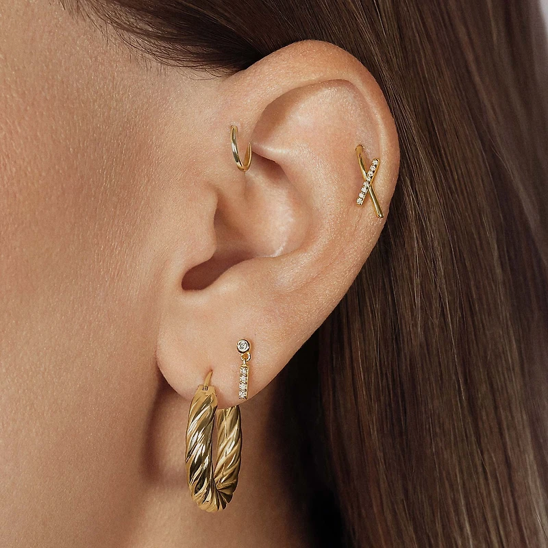 CrissCross CZ Hoops Hypoallergenic Earrings | Rowan