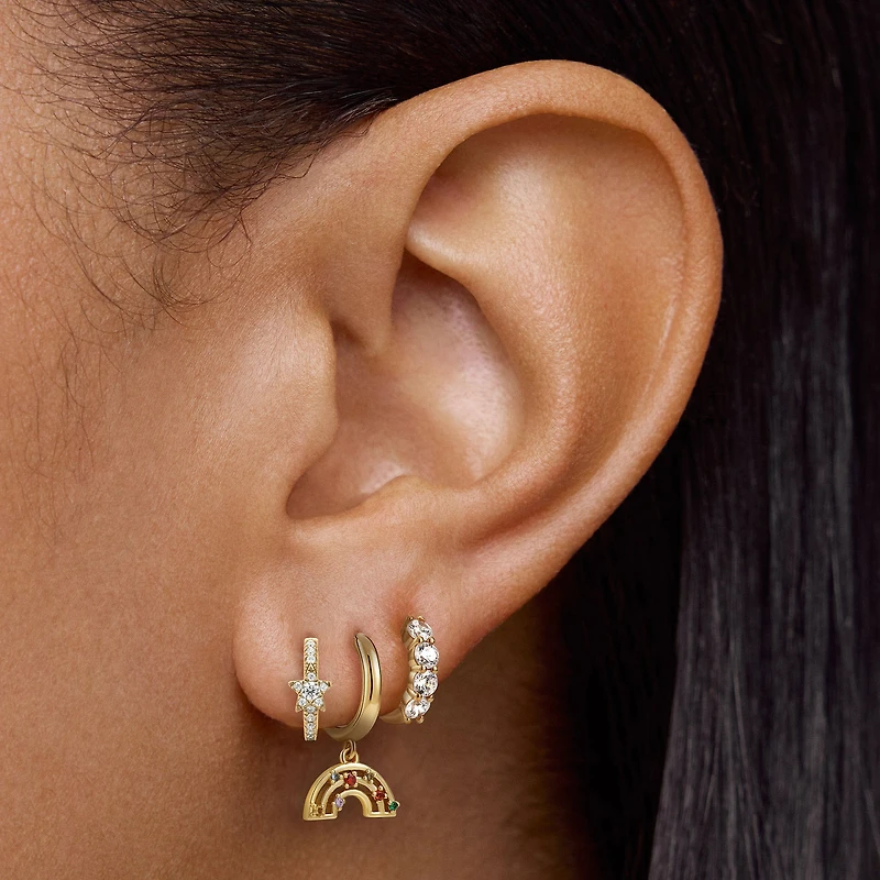 Rainbow CZ Charm Hoops Hypoallergenic Earrings | Rowan