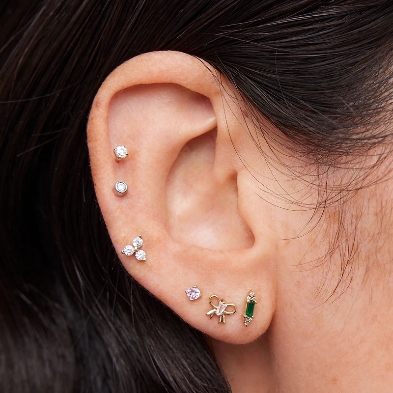 14k Rose CZ Flat Back Stud Hypoallergenic Earrings | Rowan