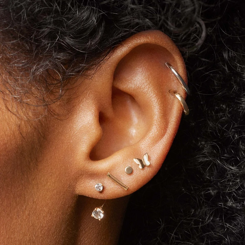14k CZ C Hoops Hypoallergenic Earrings | Rowan