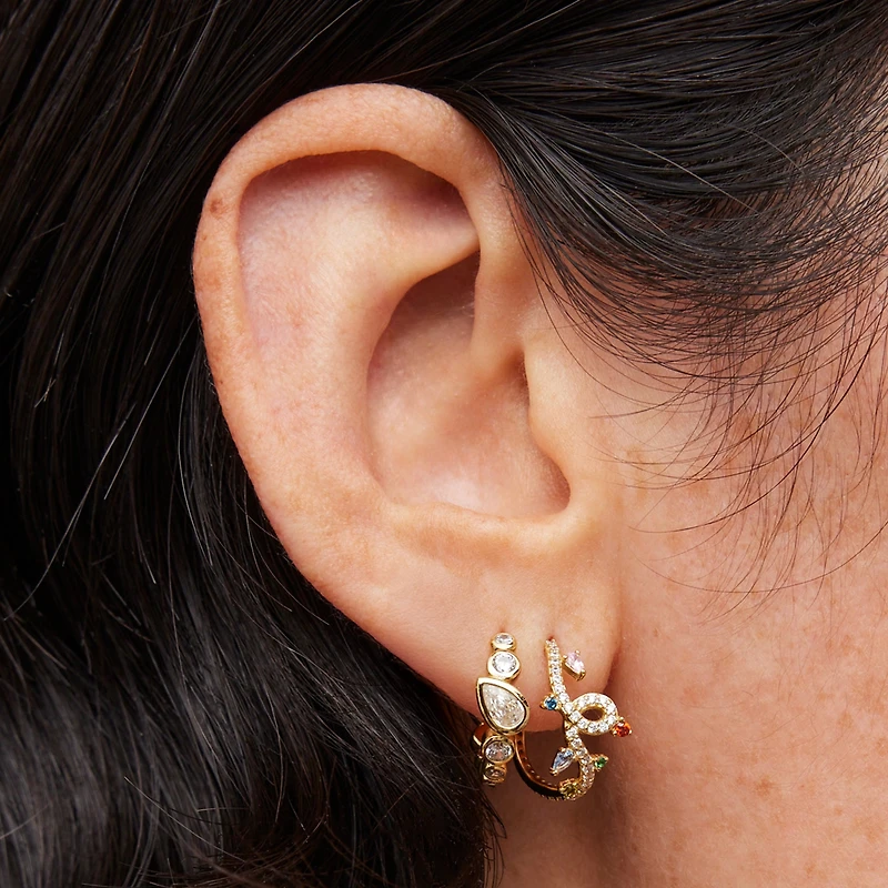 Christmas Lights CZ Hoops Hypoallergenic Earrings | Rowan