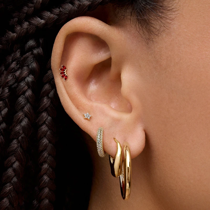 14k Blue Arch Marquis Flat Back Stud Hypoallergenic Earrings | Rowan