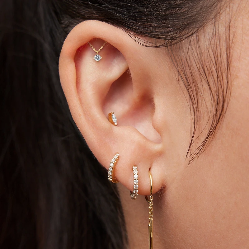 14k CZ Hidden Helix Flat Back Stud Hypoallergenic Earrings | Rowan