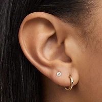 Classic 4mm CZ Studs & Huggies Set Hypoallergenic Earrings | Rowan