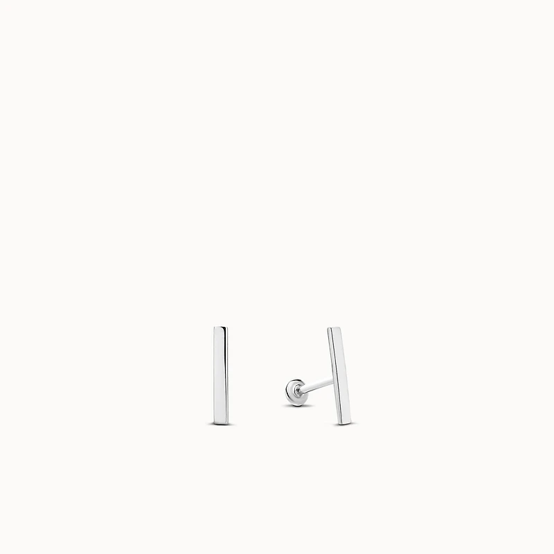 14k Flat Back Bar Stud Hypoallergenic Earrings | Rowan