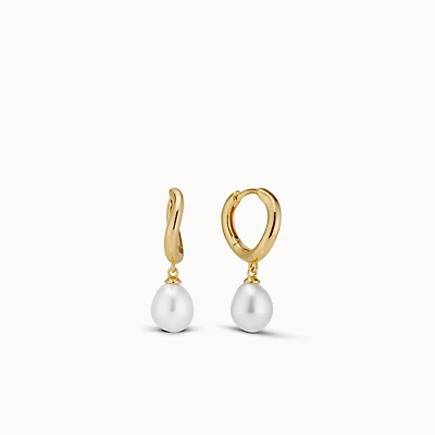 Baroque Pearl Drop Huggies Hypoallergenic Earrings | Rowan