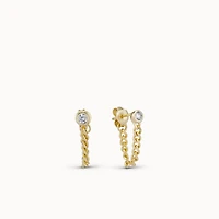 Bezel Chain Hoops Hypoallergenic Earrings | Rowan