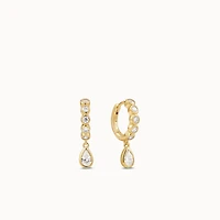Bezel CZ Drop Huggies Hypoallergenic Earrings | Rowan