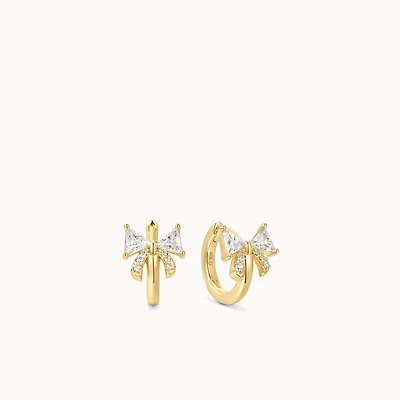 Bow CZ Huggies Hypoallergenic Earrings | Rowan