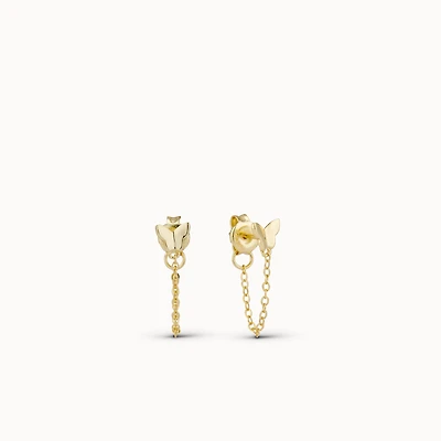 Butterfly Chain Hoops Hypoallergenic Earrings | Rowan