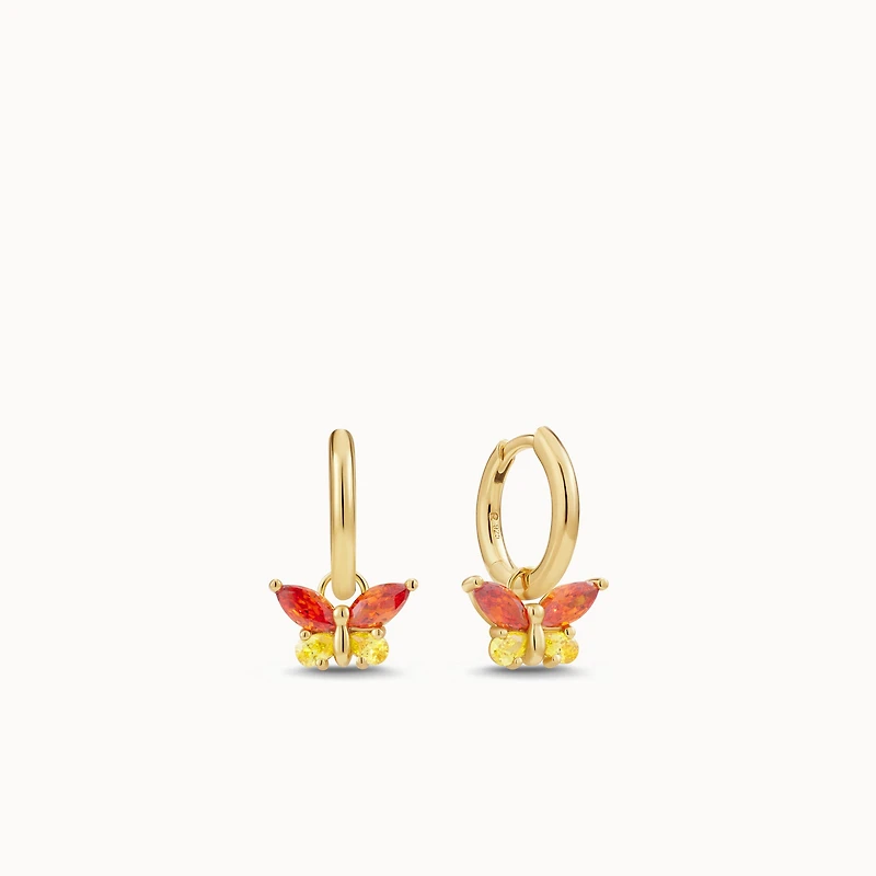 Butterfly CZ Charm Hoops Hypoallergenic Earrings | Rowan