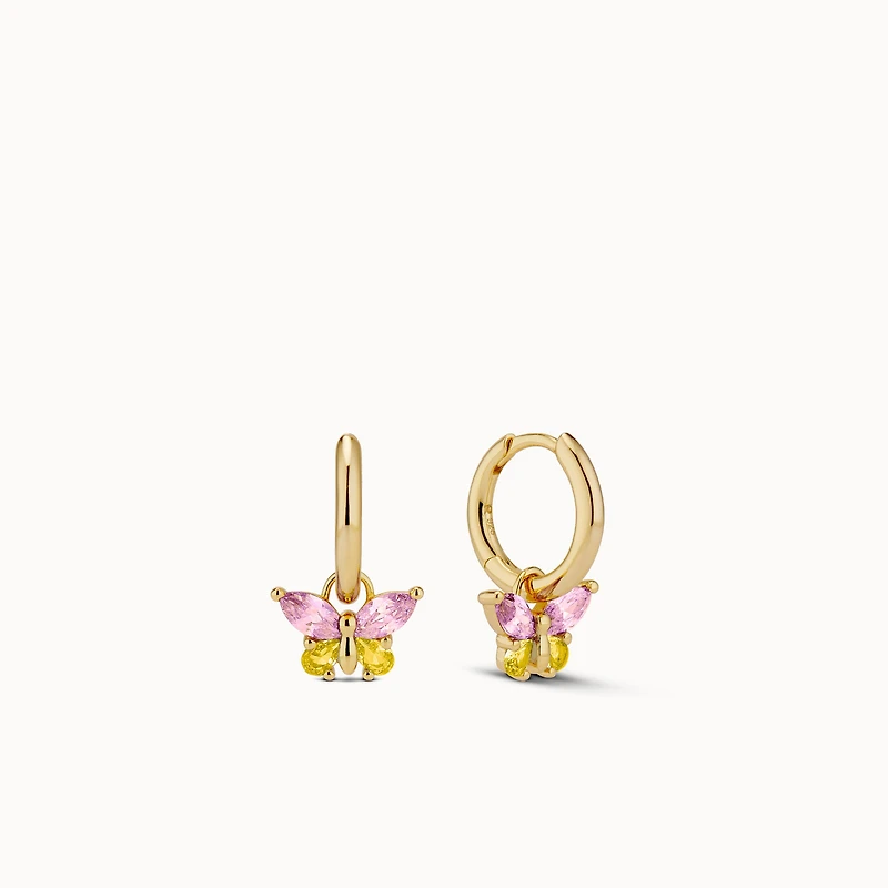 Butterfly CZ Charm Hoops Hypoallergenic Earrings | Rowan
