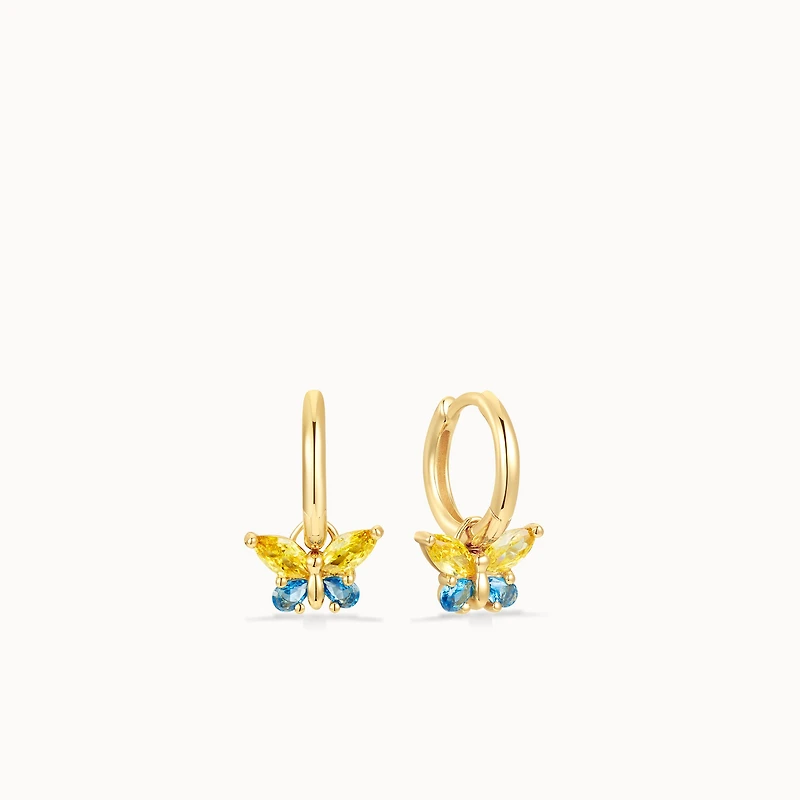 Butterfly CZ Charm Hoops Hypoallergenic Earrings | Rowan