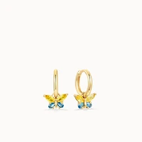 Butterfly CZ Charm Hoops Hypoallergenic Earrings | Rowan