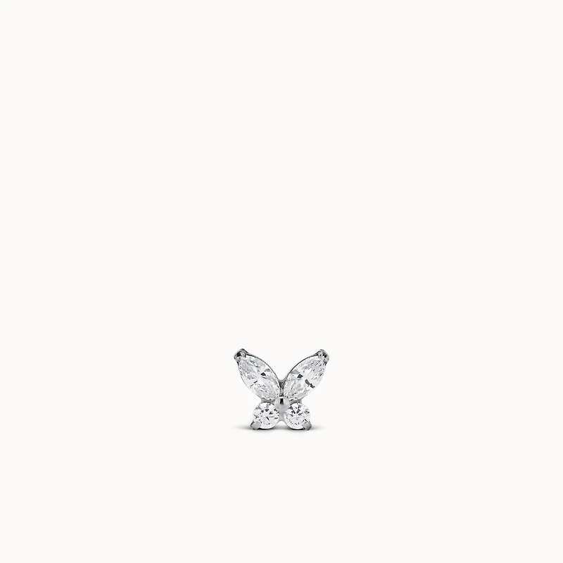 Titanium CZ Butterfly Flat Back Stud