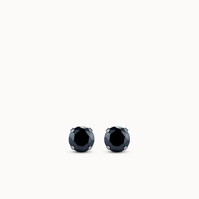 Stainless Steel 5mm Black CZ