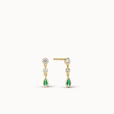 Emerald CZ Drop Studs Hypoallergenic Earrings | Rowan