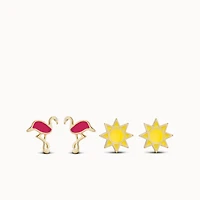 Flamingo & Sun Studs Set Hypoallergenic Earrings | Rowan