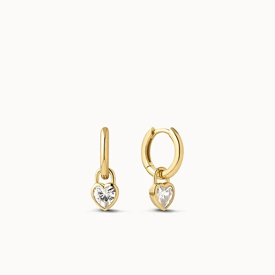 Heart CZ Charm Hoops Hypoallergenic Earrings | Rowan