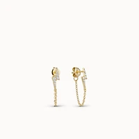 Lightning Bolt CZ Chain Hoops Hypoallergenic Earrings | Rowan