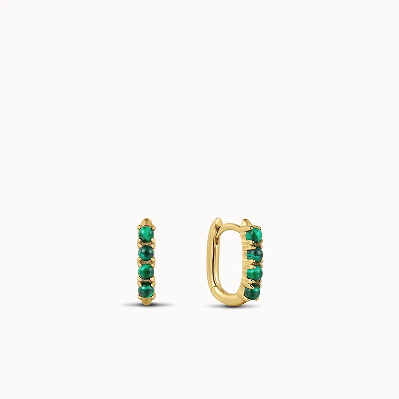 Malachite Studded Huggie Hypoallergenic Earrings | Rowan