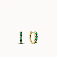 Malachite Studded Huggie Hypoallergenic Earrings | Rowan