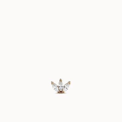14k Gold Tri-Bead CZ Cluster Flat Back Stud Hypoallergenic Earrings | Rowan