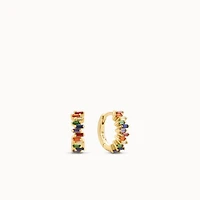 Rainbow Baguette CZ Huggies Hypoallergenic Earrings | Rowan
