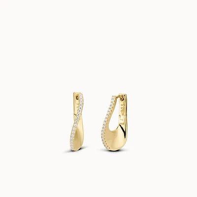Skinny CZ Wave Hoops Hypoallergenic Earrings | Rowan