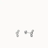 14k Flat Back Triple Diamond Stud Hypoallergenic Earrings | Rowan