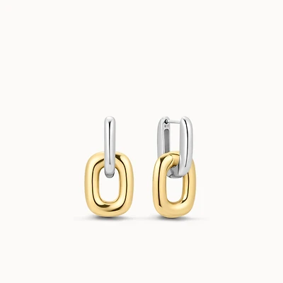 Two-Tone Link Drop Hypoallergenic Earrings | Rowan