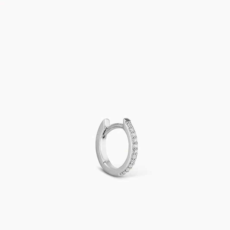 14k Gold Half Diamond Hoop 11mm Hypoallergenic Earrings | Rowan