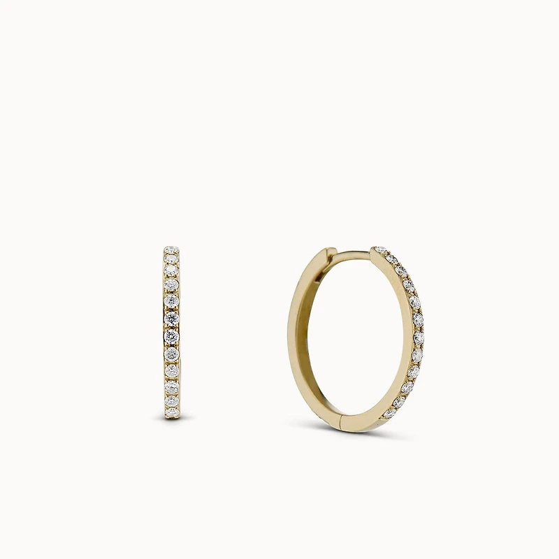14k Diamond Hoop 17mm Hypoallergenic Earrings | Rowan