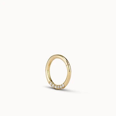 14k Half Diamond Clicker Hoop Hypoallergenic Earrings | Rowan