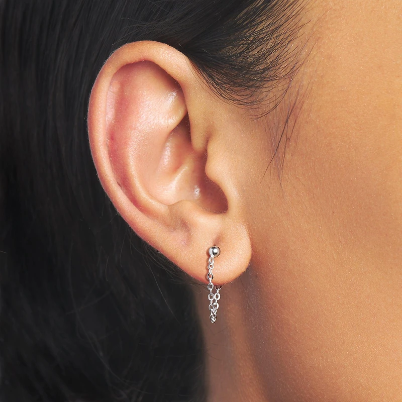 Ball and Chain Hoop Hypoallergenic Earrings | Rowan